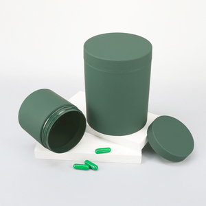 Nouvelle arrivée 2026, bouteille de bonbons et de noix en plastique PET de haute qualité, 600 ml, ronde, droite, mate, verte, à large ouverture, avec bouchons à vis - Product Image 5