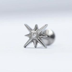 G23 Titanium Starburst Labret Stud | Hypoallergenic CZ Body <b>Piercing</b> Jewelry - Product Image 1