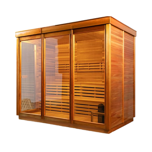 Personalizzare 4-8 persone Sauna all'aperto DIY cedro canadese Kit di Sauna tradizionale <span class=keywords><strong>a</strong></span> cubo di vapore 220V HARVIA <span class=keywords><strong>stufa</strong></span> <span class=keywords><strong>a</strong></span> <span class=keywords><strong>legna</strong></span> moderna - Product Image 1