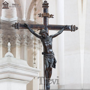 Sculpture en métal de laiton grandeur nature, statue religieuse en bronze, Jésus crucifié - Product Image 4