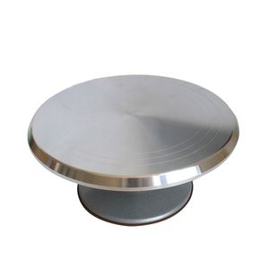 Herramienta Giratoria Redonda de Aleación de Aluminio Plateada para Decoración de Pasteles de Cumpleaños y Bodas, Venta al Por Mayor Personalizada - Product Image 2