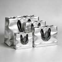 Tas Kertas Hadiah Kardus Perak Cetak Khusus Mewah untuk Pakaian, Tas Kertas Hadiah dengan Perawatan Embossing, Tas Belanja