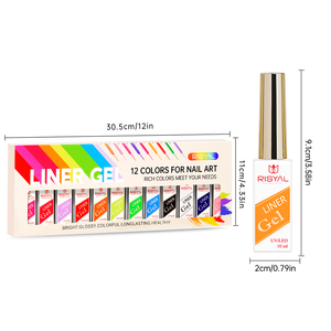 Lot de 12 <span class=keywords><strong>vernis</strong></span> à ongles en gel <span class=keywords><strong>semi</strong></span>-permanents UV pour la peinture, le dessin, la manucure, le nail art, le liner et la colle brossée - Product Image 6