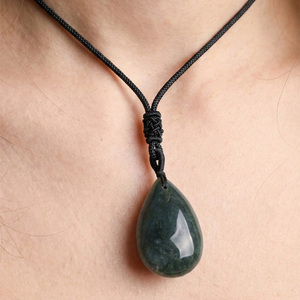 Collar con Colgante de Ágata Musgosa <span class=keywords><strong>Verde</strong></span> Natural en Forma de Lágrima, con Cordón Ajustable, para Joyería Curativa o Regalo - Product Image 6