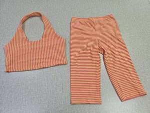 Completo Due Pezzi a Righe da <span class=keywords><strong>Donna</strong></span>, Top Halter e Pantaloni Capri, Abbigliamento Estivo per Vacanze, Best Seller, Logo Personalizzato, Tendenza Moda - Product Image 2