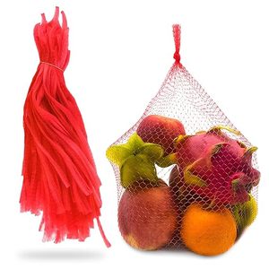 100 sacs en filet de nylon réutilisables, sacs de rangement en filet rouge de 24 pouces pour fruits, légumes, oignons, pommes de terre, ail - Product Image 1
