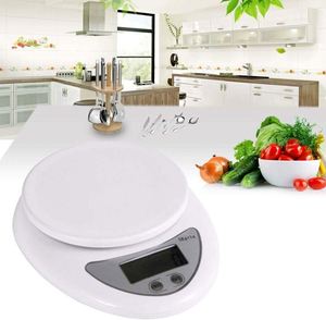Balance de cuisine numérique électronique durable en plastique, alimentée par piles, avec écran LED, capacité 5 kg, haute précision 1g, avec plateau. - Product Image 3
