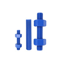 ASTM A193 B7 PTFE Fluoropolymer Coated Stud Bolt & Nut Set, Blue Anti-Corrosion Threaded Rod, OEM Custom High Strength
