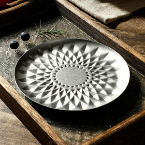 Vaisselle Assiettes à dîner en métal en acier inoxydable Plats en diamant Snack Gâteau aux fruits Plats de service - Product Image 1