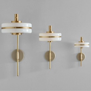 Lámpara de pared moderna minimalista con acabado dorado, pantalla de cristal, portalámparas E27, fuente de alimentación LED, 110V, 240V, iluminación para dormitorio y sala de estar - Product Image 4