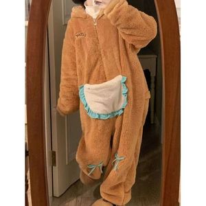 Pyjama <span class=keywords><strong>combinaison</strong></span> à capuche en polaire corail pour <span class=keywords><strong>femme</strong></span>, style hiver, tenue décontractée, costume de cosplay pour fête d'Halloween IM112-W - Product Image 6
