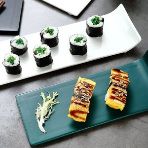 Nhật Bản 12-Inch Hiện Đại Hình Chữ Nhật Sứ Sushi Sashimi Platter Mô Hình Tùy Chỉnh Thân Thiện Với Môi Cao Cấp Bộ Đồ Ăn Bộ - Product Image 3