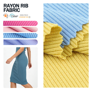 Nuevo Diseño Transpirable y Suave, Tejido de Punto Acanalado de Viscosa, Rayón y Spandex, Teñido en Hilo, de un Solo Lado Grueso, con Rayas 1x1, 2x1, 2x2, 3x2, 4x2, 4*2 - Product Image 1