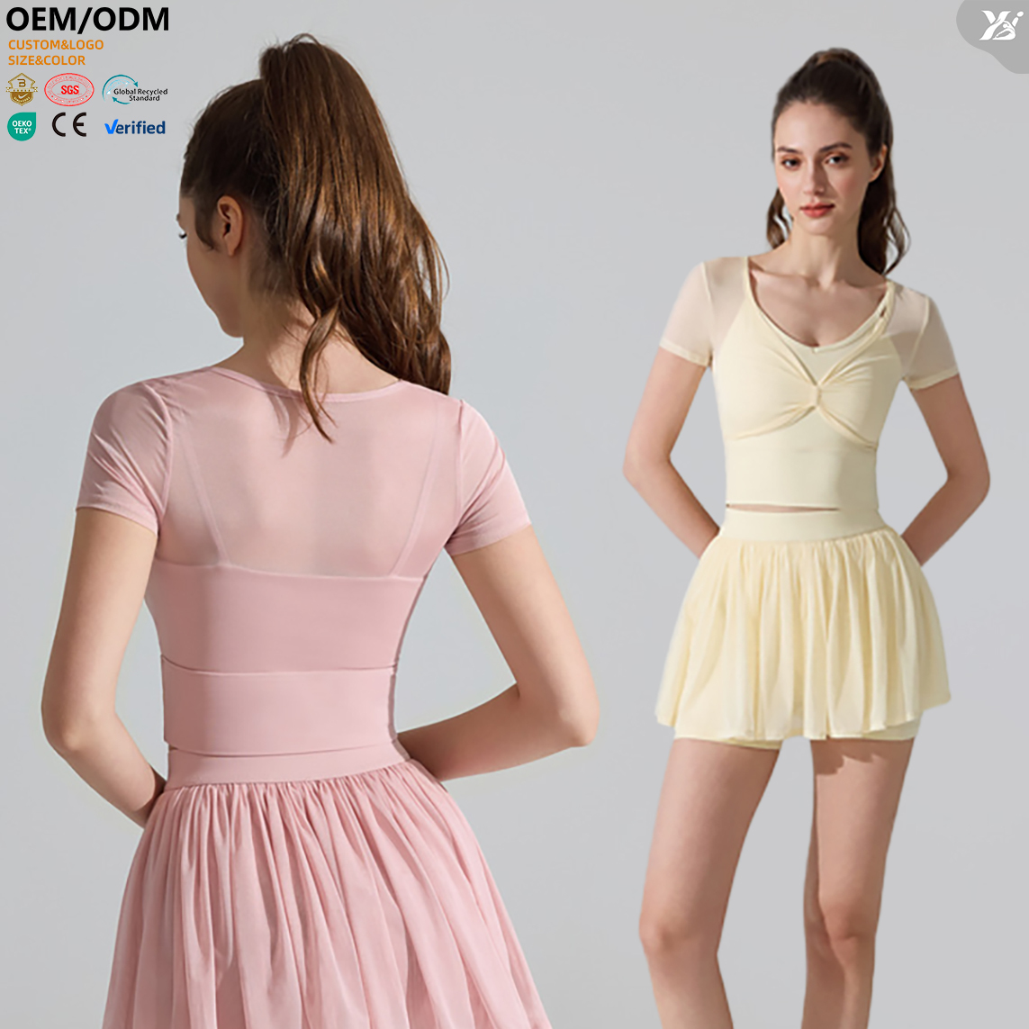 XW-YD499 New Arrivals Activewear Fashion Mesh Short Sleeve Yoga Apparel Workout Outfit Gym Clothing Women's Sports Top