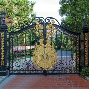 Grandeur Ironworks Puertas batientes dobles a medida Hierro forjado de estilo europeo para entradas majestuosas de casas y villas - Product Image 3