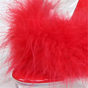 Poilu Sexy talons fins imperméable Transparent cristal léger été mariage Banquet robe formelle pantoufles sandales - Product Image 2