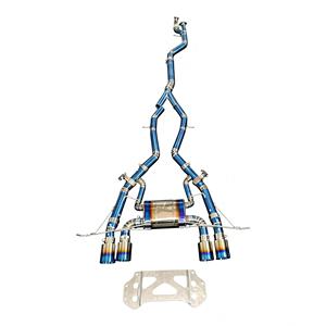 Kit d'échappement Catback en alliage de titane Vortex à longueur égale pour BMW M3 G80 M4 G82 3.0T S58, finition bleu brûlé, avec valves et embouts quadruples bleus - Product Image 1