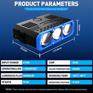 Xenplus GM02 210W 6000K IP68 Luces de Trabajo Universales para Automóvil, Resistentes al Agua, Luz de Rejilla, Foco Auxiliar, Faros LED para Motocicleta - Product Image 6