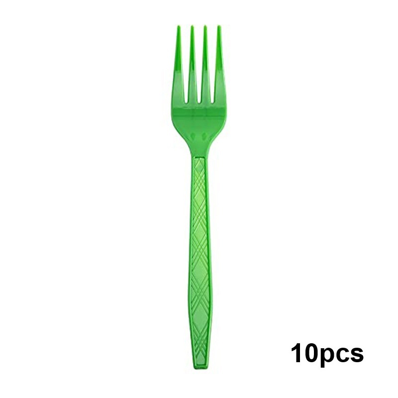 Fourchette en plastique verte-10pcs