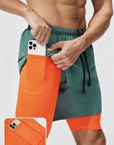 Shorts de course d'extérieur respirants pour hommes avec doublure élastique, shorts de sport double couche pour l'entraînement et la gym - Product Image 3