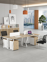 Ensemble de table et chaise de bureau exécutif modulaire extensible moderne, panneau en mélamine imperméable et résistant aux rayures, bureau en acier