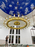 Projet de personnalisation KALUX, lustre en cristal islamique, grand lustre en fer doré de luxe pour mosquée, éclairage LED suspendu, garantie de 2 ans, moderne