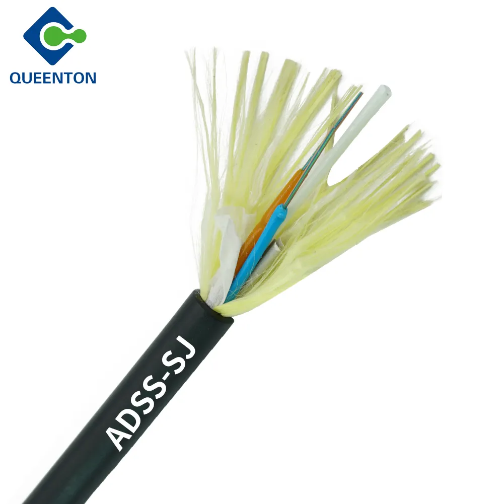 Kabel serat optik ADSS G652D, kualitas tinggi 8/12/24/48/96 core Mode tunggal kabel serat optik jaket ADSS PE