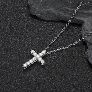 Bijoux fins, pendentif <span class=keywords><strong>croix</strong></span> en argent sterling 925, moissanite, diamant complet, or blanc, pendentif <span class=keywords><strong>croix</strong></span> chrétienne Jésus, collier - Product Image 5