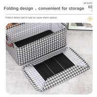 Caja de Almacenamiento Multifuncional Plegable de 10-20L con Diseño a Cuadros, Organizador de Ropa Rectangular de Tela, Técnica de Inyección