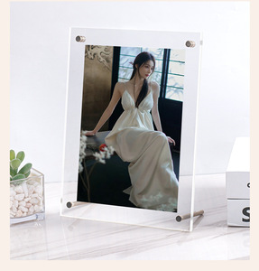 Cadre photo acrylique magnétique double face autoportant 4x6 et 5x7 pouces pour affichage de bureau et présentation d'images - Product Image 2