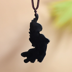 Pendentif en jadeite naturelle de qualité A, en forme de phénix, en trois dimensions, avec pierre de jadeite de qualité glace, motif crocodile. - Product Image 2