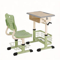 Chaise de bureau scolaire moderne avec panier en fil métallique robuste pour fournitures, bureau réglable en MDF, garantie 3 ans pour l'écriture et la lecture