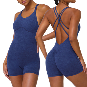 <span class=keywords><strong>Combinaison</strong></span> de sport une pièce grande taille de haute qualité pour femme, dos croisé, effet lifting des hanches, idéale pour le yoga et la gym - Product Image 1