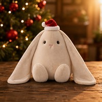 Conejo de Peluche Navideño de Orejas Largas con Gorro de Santa, Peluche Suave para Venta al por Mayor y Regalos
