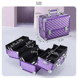 Professional Makeup Train Case with 6 Trays Large Capacity Hard Shell Cosmetic Organizer <b>Box</b> Lockable Travel <b>Vanity</b> Case - Product Image 6