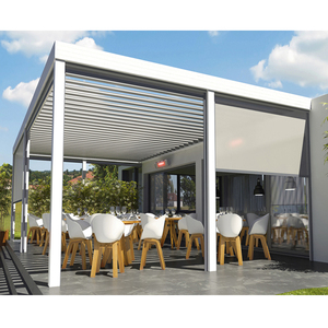 Gazebo en métal <span class=keywords><strong>4x3</strong></span>, 2 à 20% de réduction, pare-soleil pour arrière-cour, pergola murale durable en aluminium, auvent à persiennes - Product Image 2