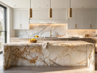 Marbre naturel blanc avec veines dorées, imperméable et écologique, pour salle de bain, extérieur, villa, panneau mural, revêtement de sol, table basse