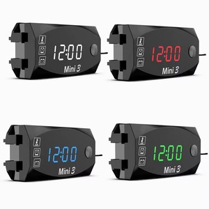 Horloge numérique multifonction 3 en 1 DC 6V-30V + thermomètre + voltmètre, affichage LED, étanche IP67 pour <span class=keywords><strong>moto</strong></span>, voiture, bateau - Product Image 1