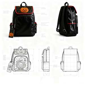 Sac à dos Ita personnalisé OEM en PU, design gothique tête de mort, étanche, forme carrée, fermeture éclair, pour exposition de bandes dessinées, sacs à dos pour femmes - Product Image 2