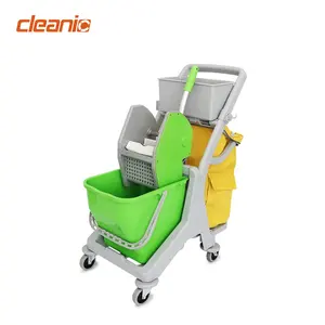 Top rated professional hygienic product supplier deluxe single bucket mop cleaning wringer trolley with trash bag