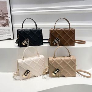 Retro Solid Color <b>Small</b> square <b>Bag</b> with Versatile Temperament Crossbody <b>Bag</b> with Niche Design Hand-held <b>Shoulder</b> <b>Bag</b> - Product Image 1