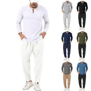 2023 New Style men's leisure sportswear autumn long sleeves inner soft T-shirt Europe and United States comfortable men's wear