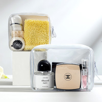 Pochette de toilette transparente en PVC imperméable avec fermeture éclair, grande capacité, trois tailles, pour crème pour le visage et shampoing, sac de maquillage cosmétique