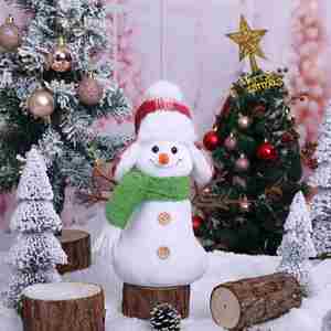 Wholesale Handmade Traditional Sitting Snowman Plush <b>Scarf</b> <b>Hat</b> Christmas Window Display Decor Festive Home Ornament Low - Product Image 3