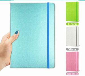 A5 Hardcover Glittery Leather Gift Notebook 100 Sheets Customizable Artistic <b>Journals</b> Thread Sewing Bound Elastic Band - Product Image 2