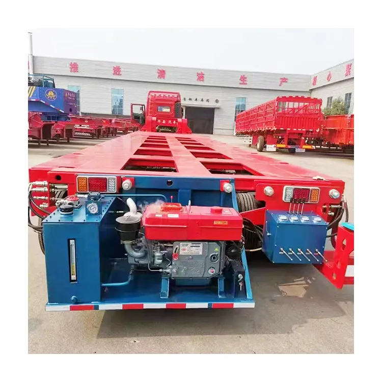 Hot Sale Extendable 3 Axle 50-90 Ton Low Bed Semi Trailer Lowbody Semi Truck Trailer