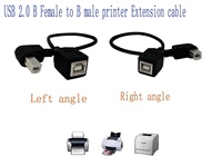 Cable de impresora USB 2,0 tipo B Cable de extensión de impresora USB B hembra a ángulo izquierdo y ángulo recto B macho para escáner