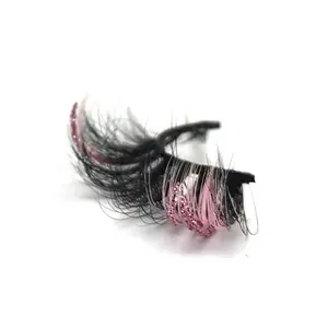 red pink color natural russian strip eyelashes cluster lash colored mink faux mink lashes