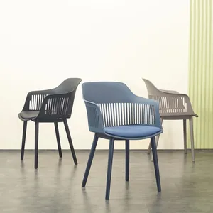 Wholesale customize dining chair-Wholesale cheap price home furniture armrest multiple colors customized plastic dining chairs with Upholstered cushion