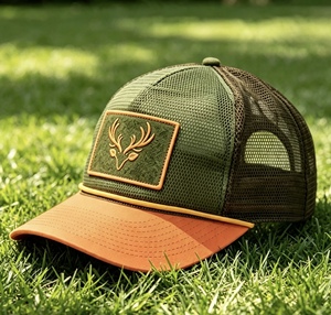 Wholesale Custom Hunting Trucker <b>Hat</b> Mesh <b>Hat</b> With Patch Embroidery Logo Rope Detail Two Tone Outdoor Baseball <b>Cap</b> Snapback <b>Cap</b> - Product Image 6